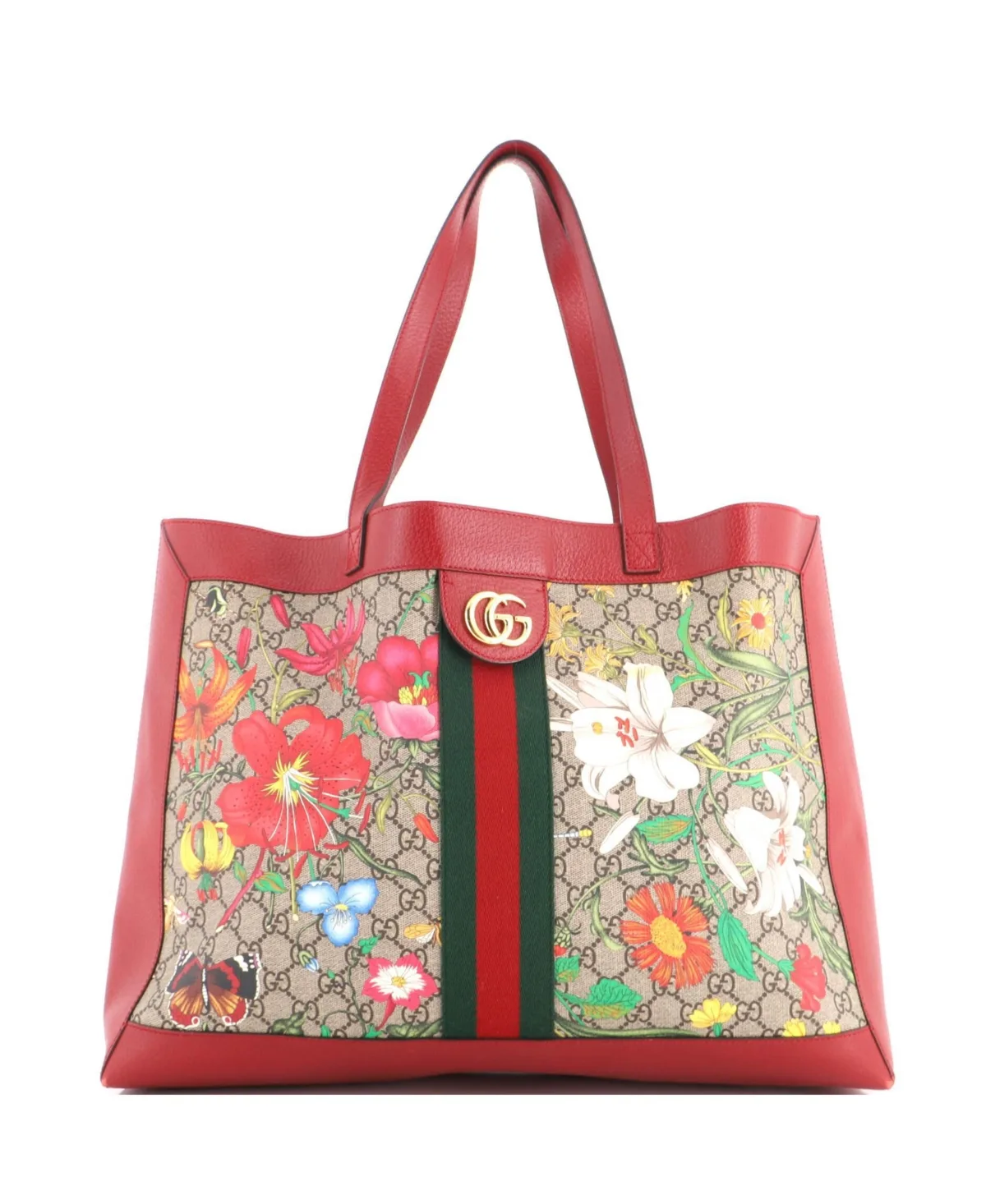 Pre-Owned East West Ophidia Soft Open Tote Flora Gg Coated Canvas by Gucci