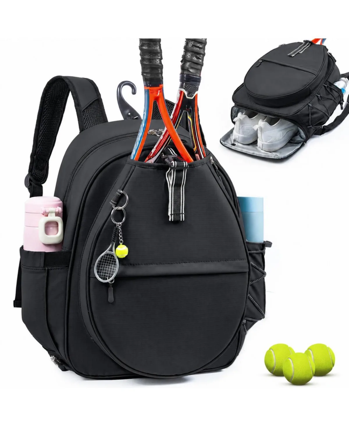 Tennis Racket Bag Convertible Backpack Water Resistant Sports Gear Bag with Shoe Compartment by Peneyon