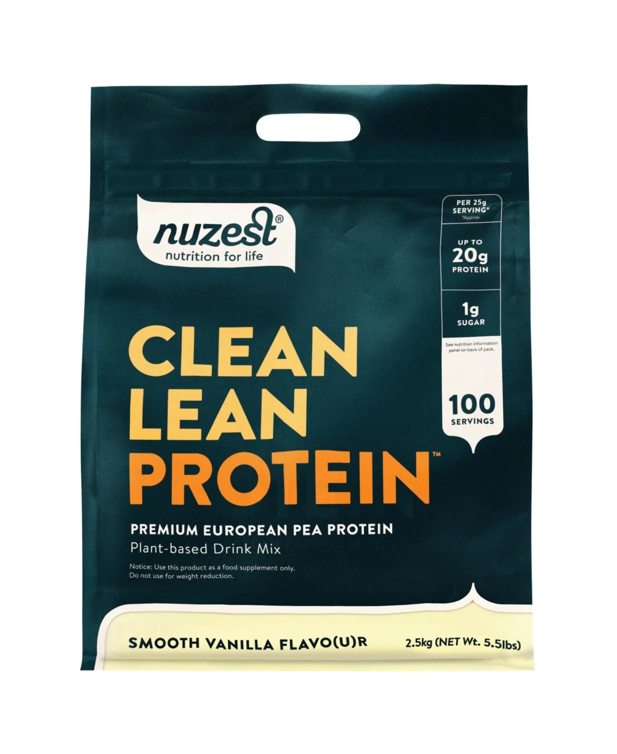 Clean Lean Protein Pea Protein Powder, Smooth Vanilla, 100 Servings with 20g Protein, 5.5lb by Nuzest