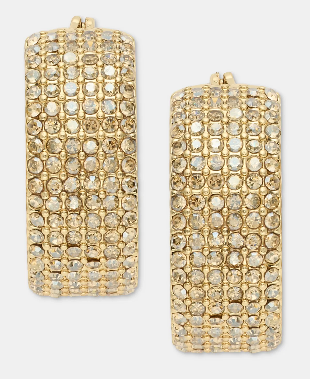 Crystal Gold-Tone Wide Hoop Earrings