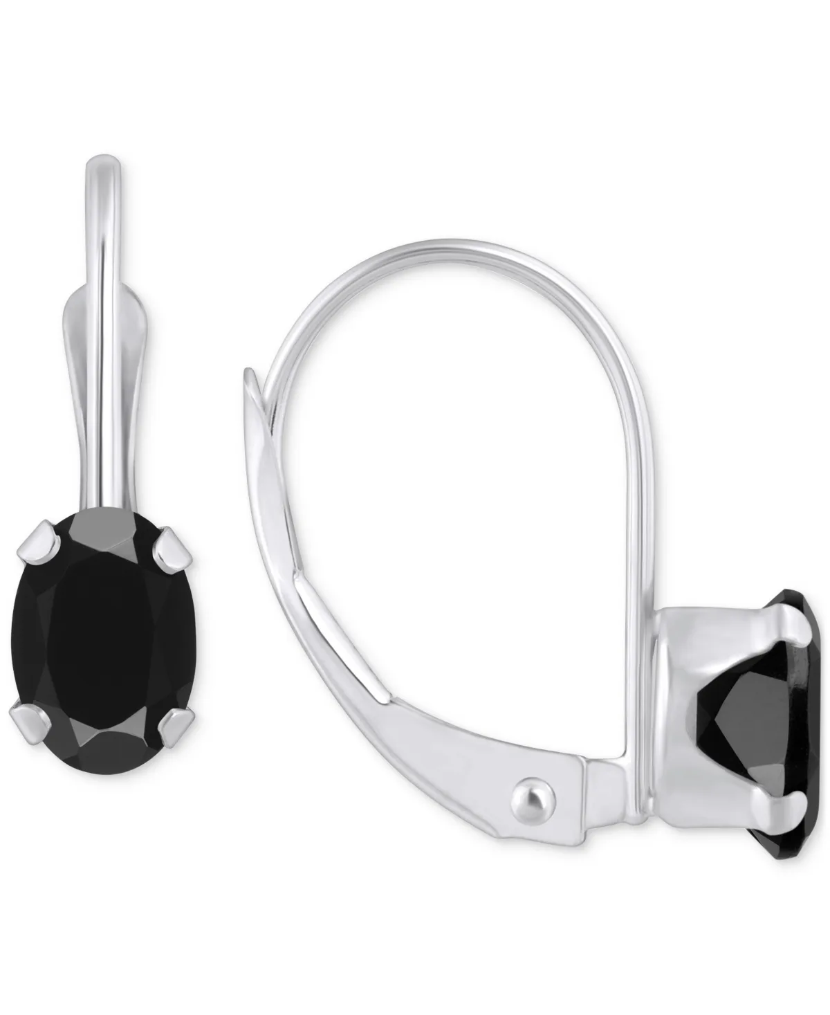 Onyx Oval Solitaire Leverback Earrings in 10k Gold