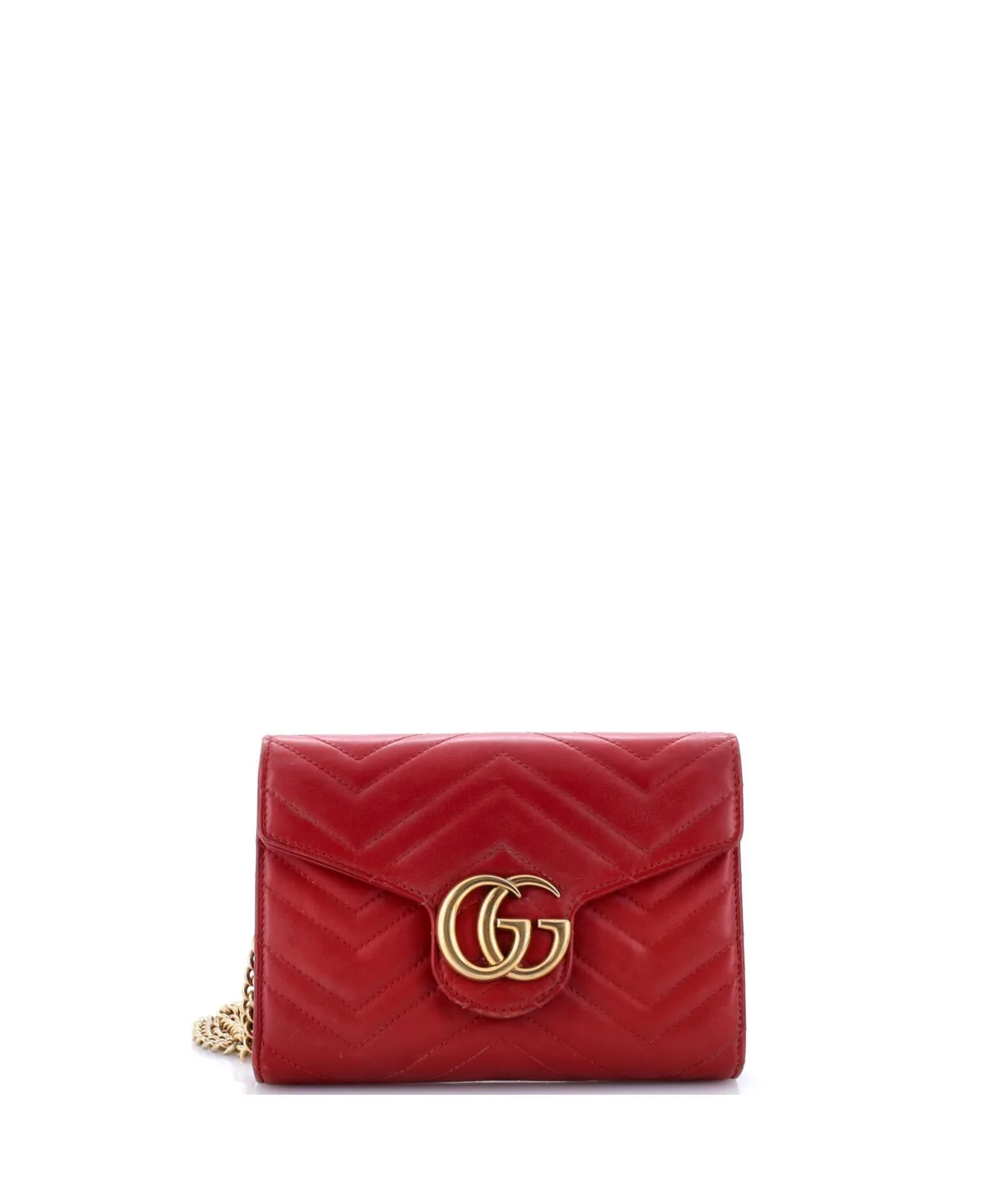 Pre-Owned Gucci Mini GG Marmont Matelasse Leather Chain Wallet