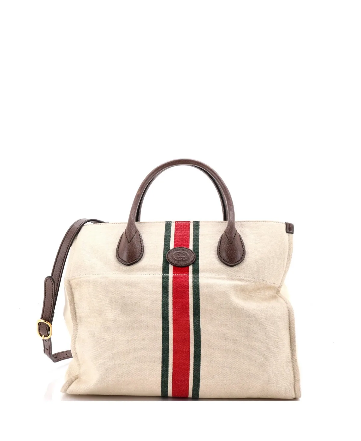 Pre-Owned Gucci Small Foldable Web Tote Canvas with Leather by Gucci