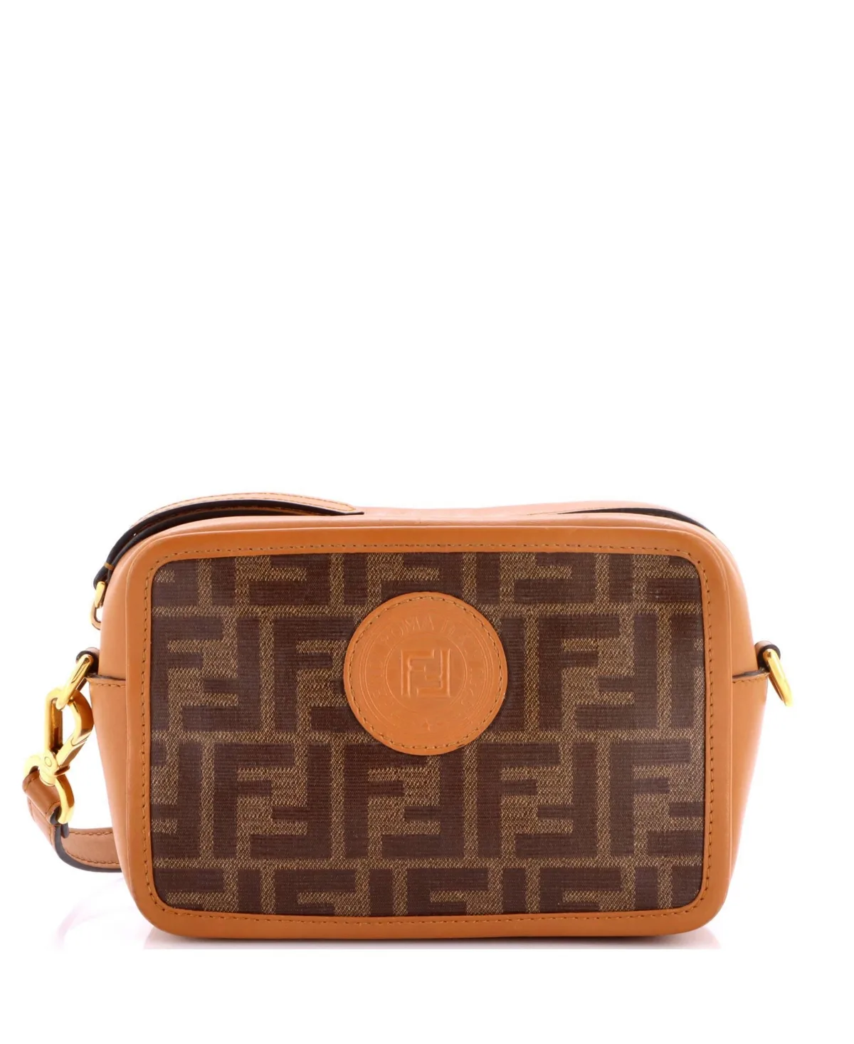 Pre-Owned Fendi Mini Ff Logo Stamp Camera Bag Zucca Coated Canvas