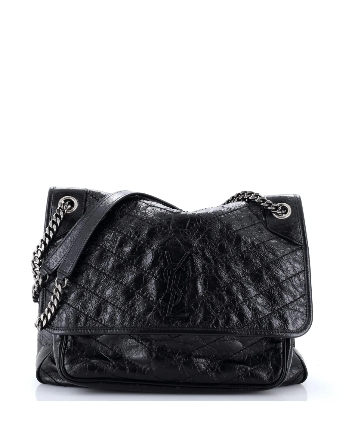 Pre-Owned Saint Laurent Medium Niki Chain Flap Bag Matelasse Chevron Leather