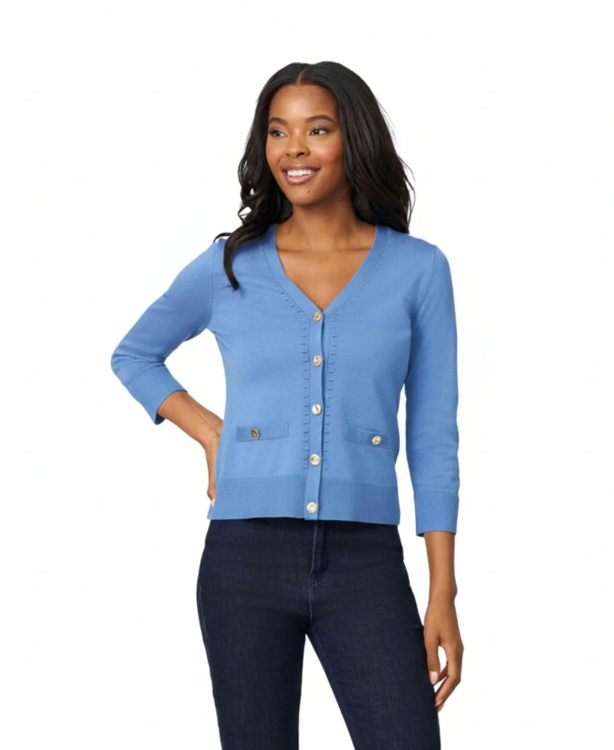 Melissa 3/4-Sleeve V-Neck Classic Fit Cardigan