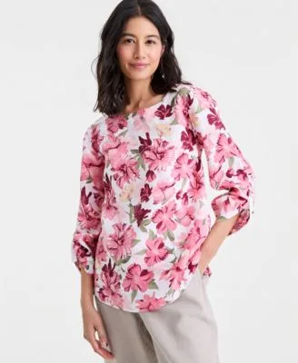 100 Linen D Ring Top by Charter Club