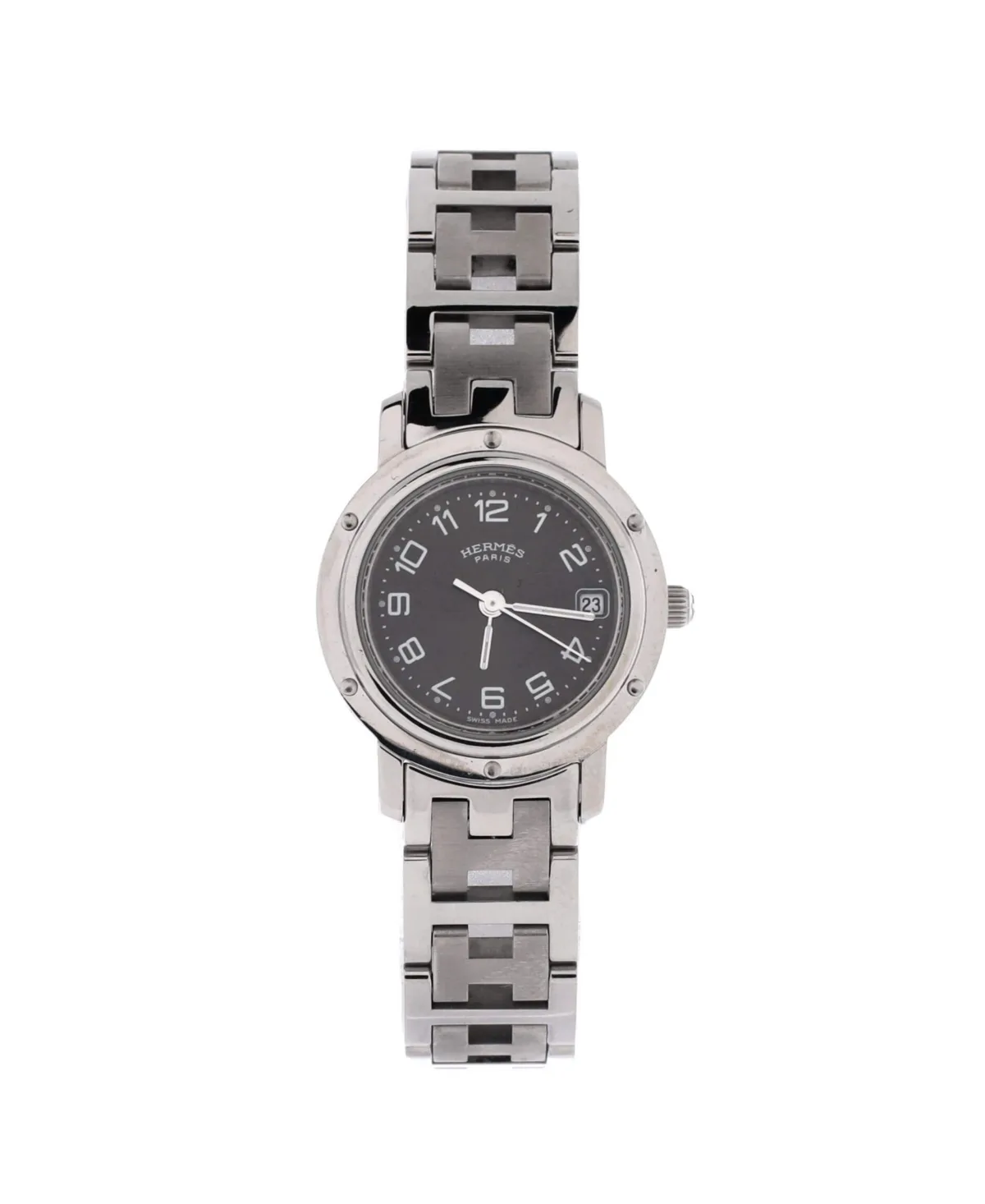 Pre-Owned Hermes Clipper Quartz Watch in Stainless Steel 24mm by Hermes