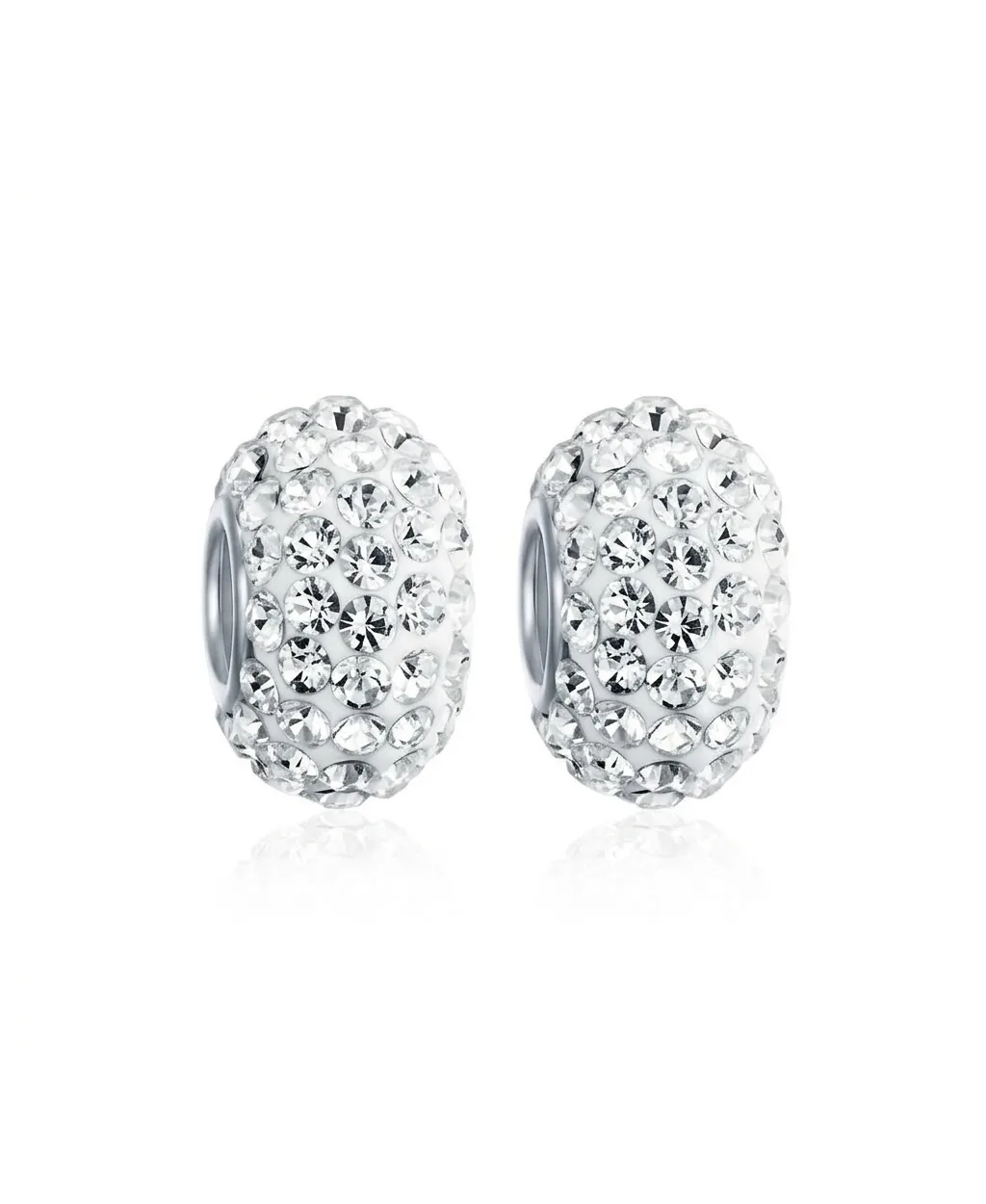 Sterling Silver Crystal Bead Charm, 2-Piece by Bling Jewelry
