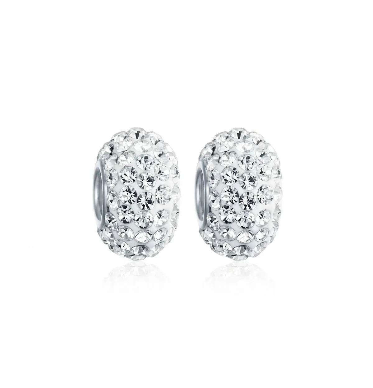Sterling Silver Crystal Bead Charm, 2-Piece by Bling Jewelry