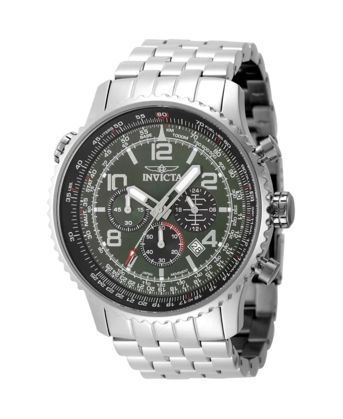 Quartz Aviator 49080 Military Green Watch, 49.5mm - Steel