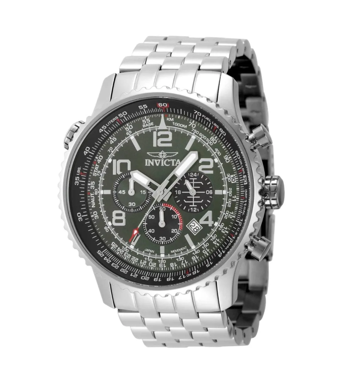 Quartz Aviator 49080 Military Green Watch, 49.5mm - Steel