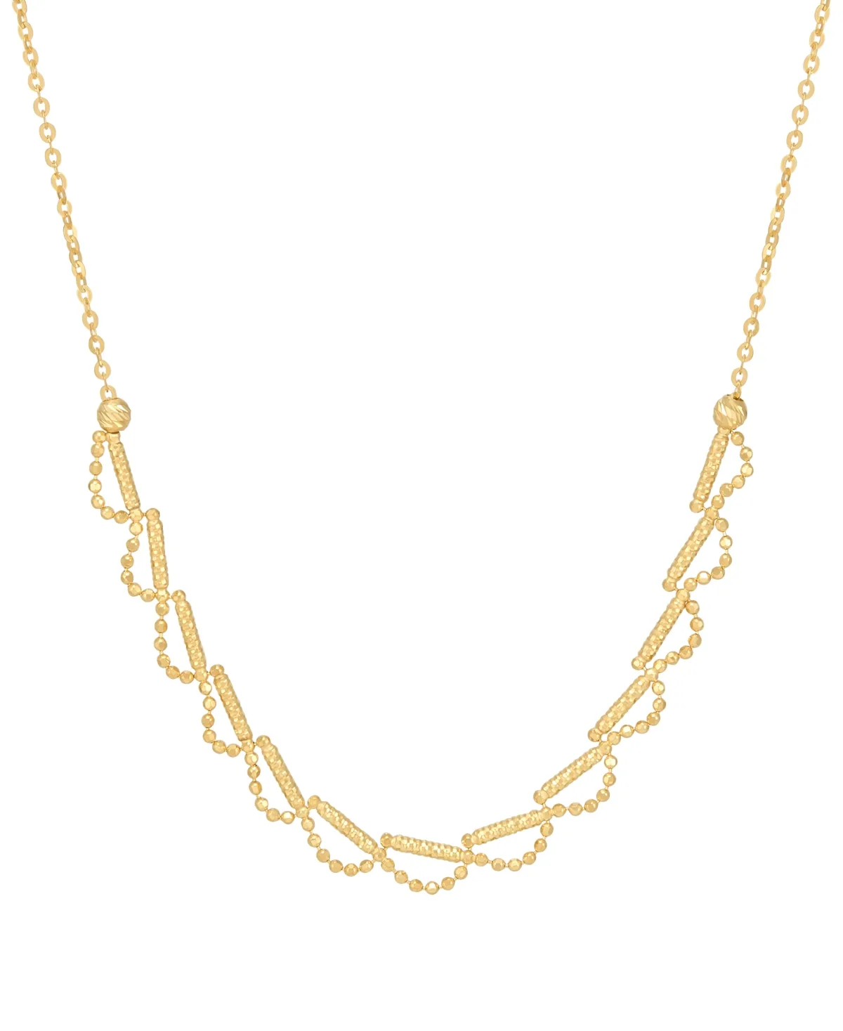 Scalloped Cable Chain 18 Necklace in 10k Yellow Gold