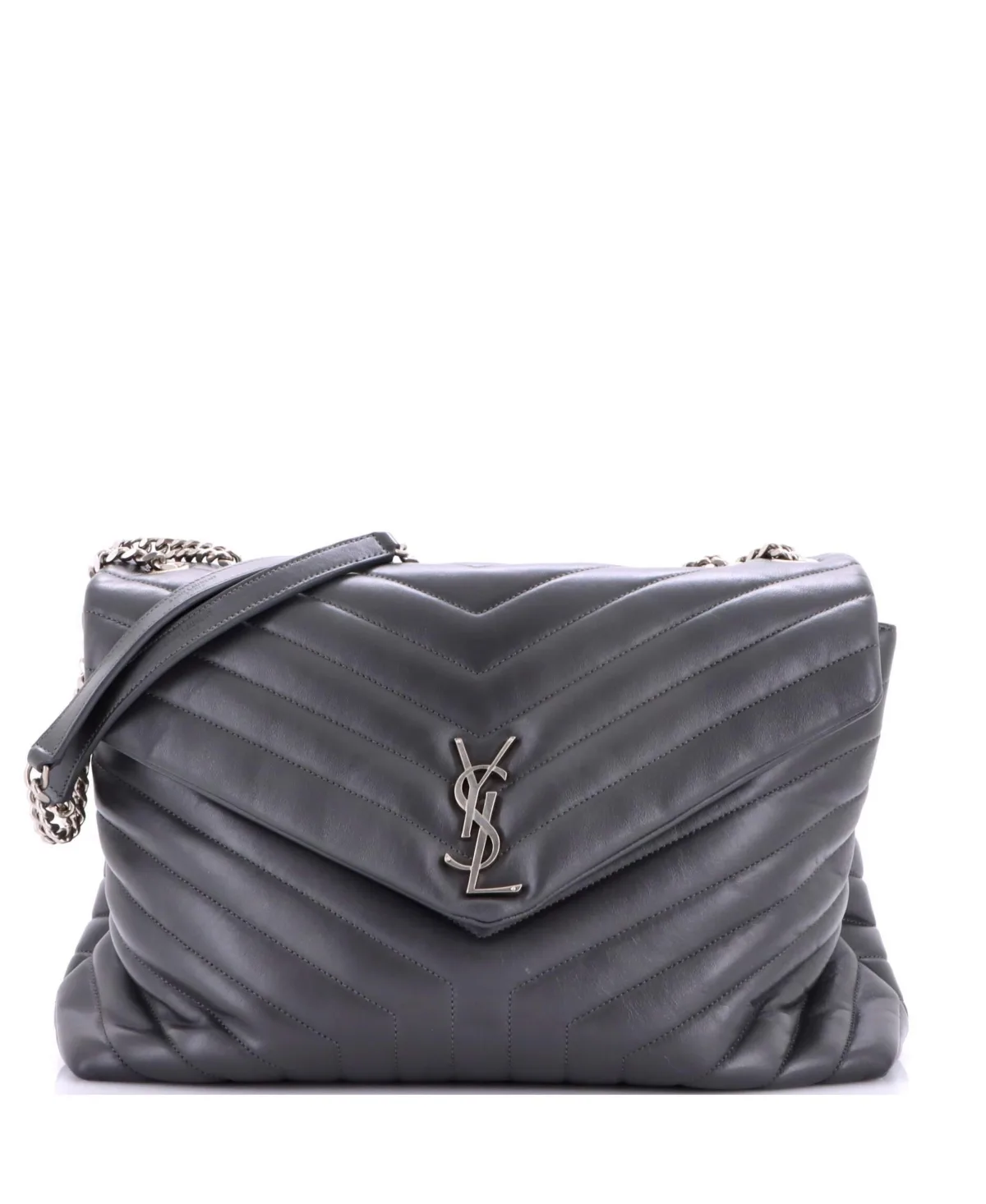 Pre-Owned Saint Laurent Large Loulou Shoulder Bag Matelasse Chevron Leather by Saint Laurent