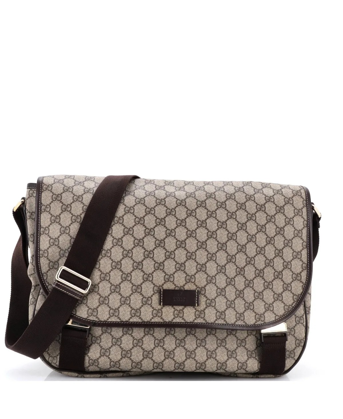 Pre-Owned Gucci Large Double Buckle Messenger Bag Gg Coated Canvas by Gucci
