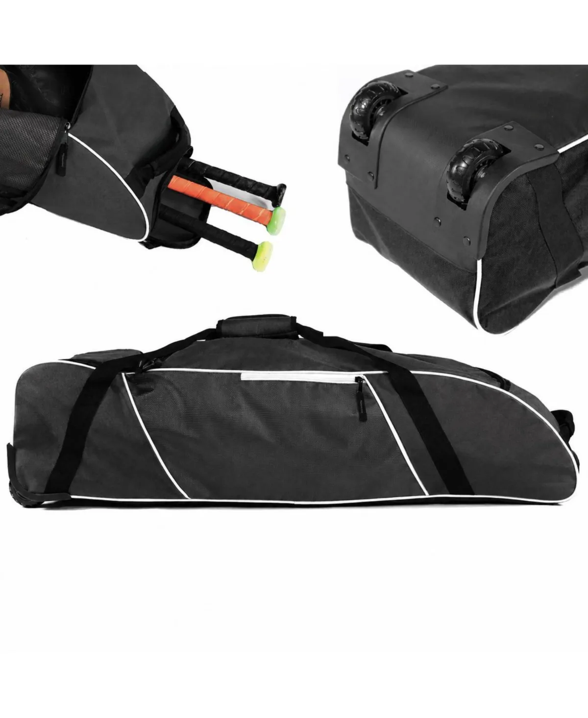 Wheeled Baseball Bat Bag with Ventilated Shoe Compartment Multiple Storage Pockets by Peneyon