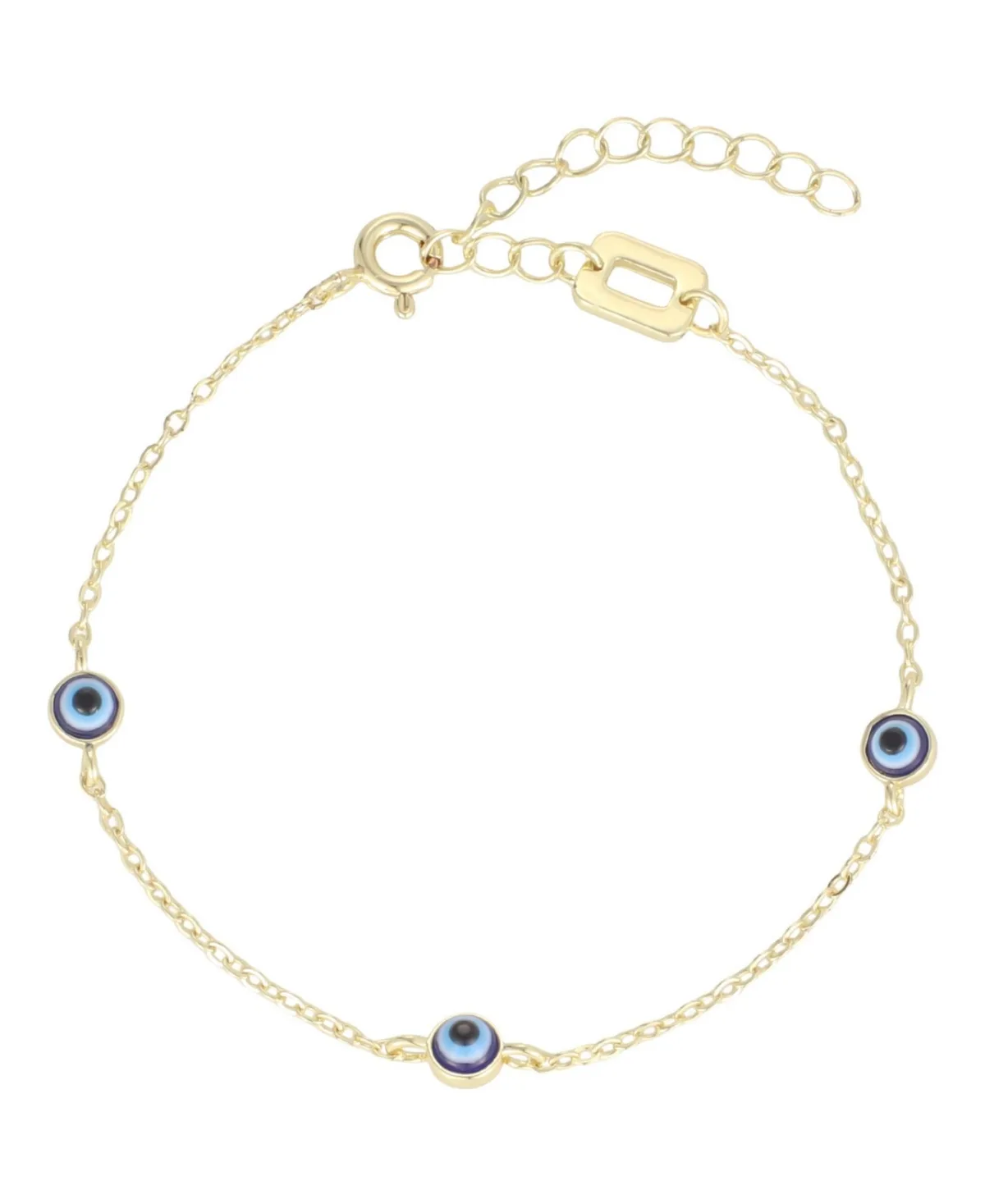 Gold-Tone Adjustable Blue Evil Eye Bracelet by Adornia