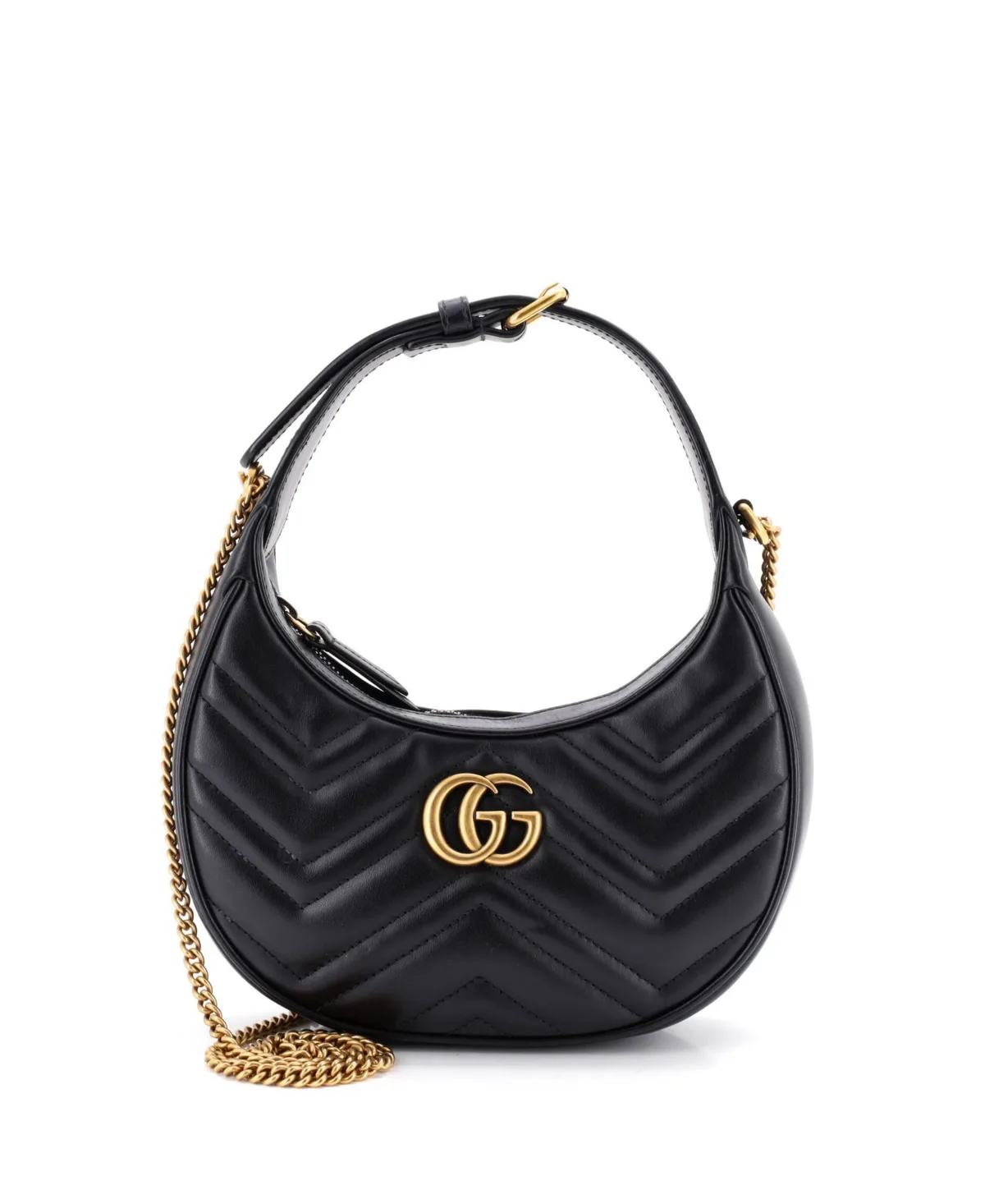 Pre-Owned Gucci Mini Gg Marmont Half Moon Hobo Matelasse Leather by Gucci