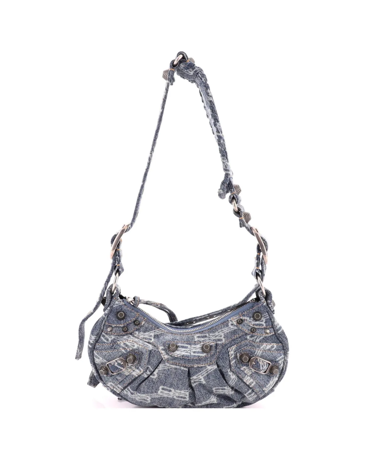 Pre-Owned Xs Le Cagole Giant Studs Shoulder Bag Bb Denim by Balenciaga