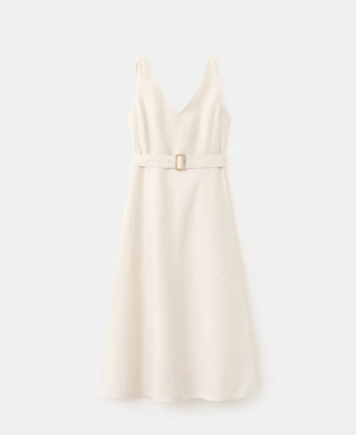 Belt Linen Midi-Dress by Mango
