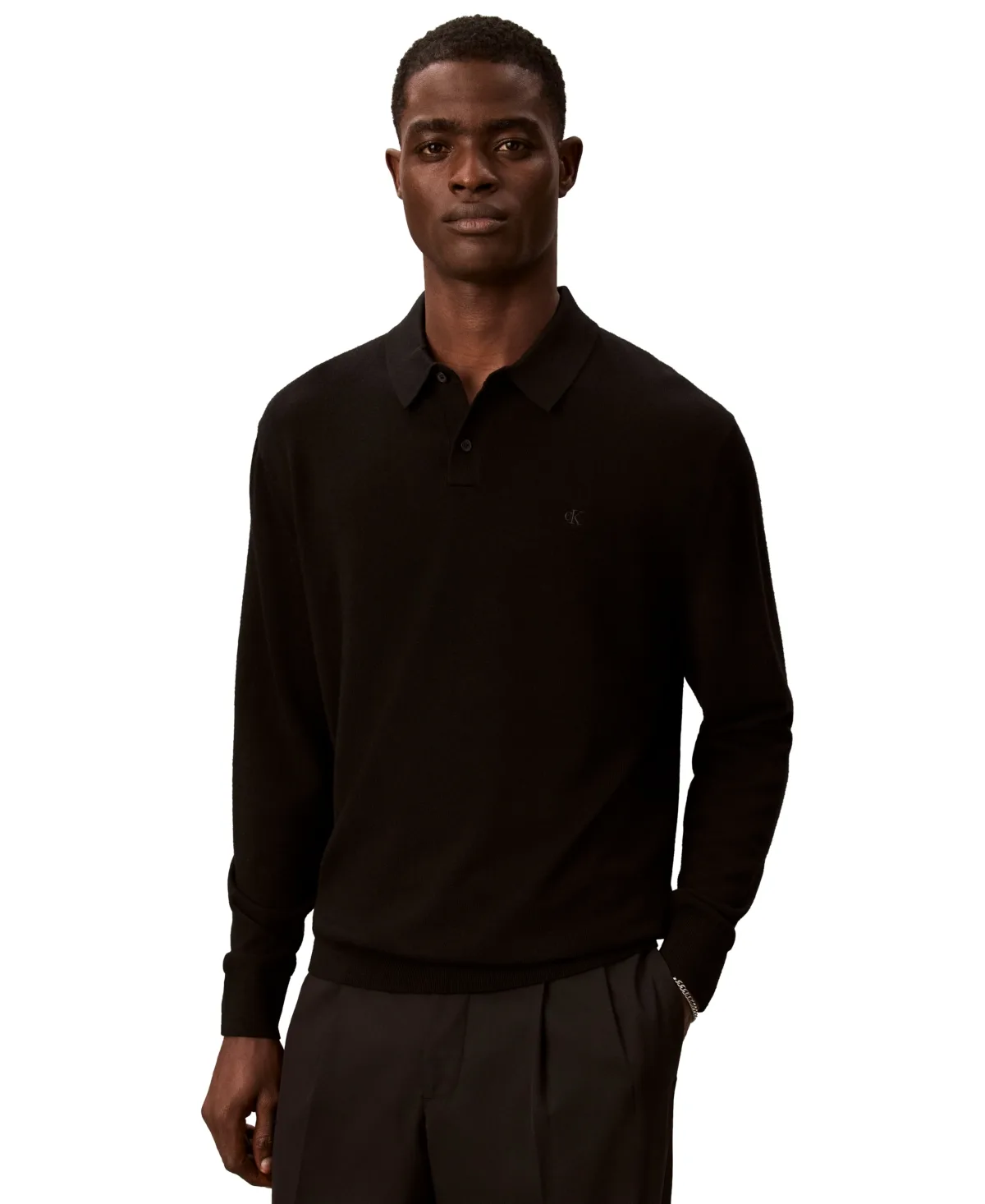 Merino Wool Polo Classic-Fit Sweater