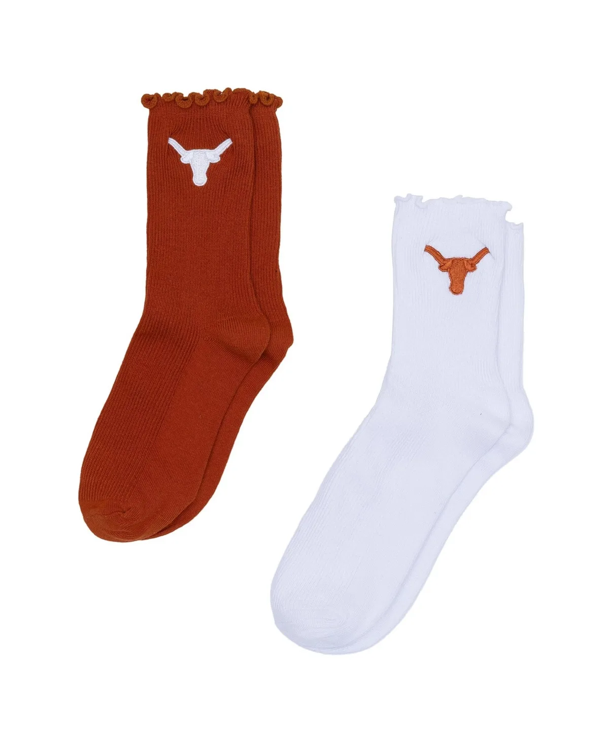 Texas Longhorns Lettuce-Edge Quarter-Length Crew Socks, 2-Pack by Zoozatz