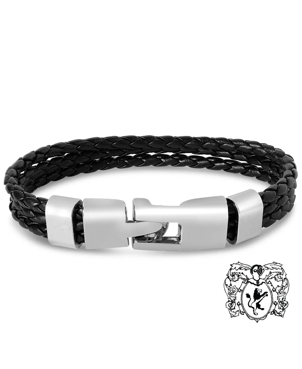 Stainless Steel Three-Strand Braided Leather Bracelet