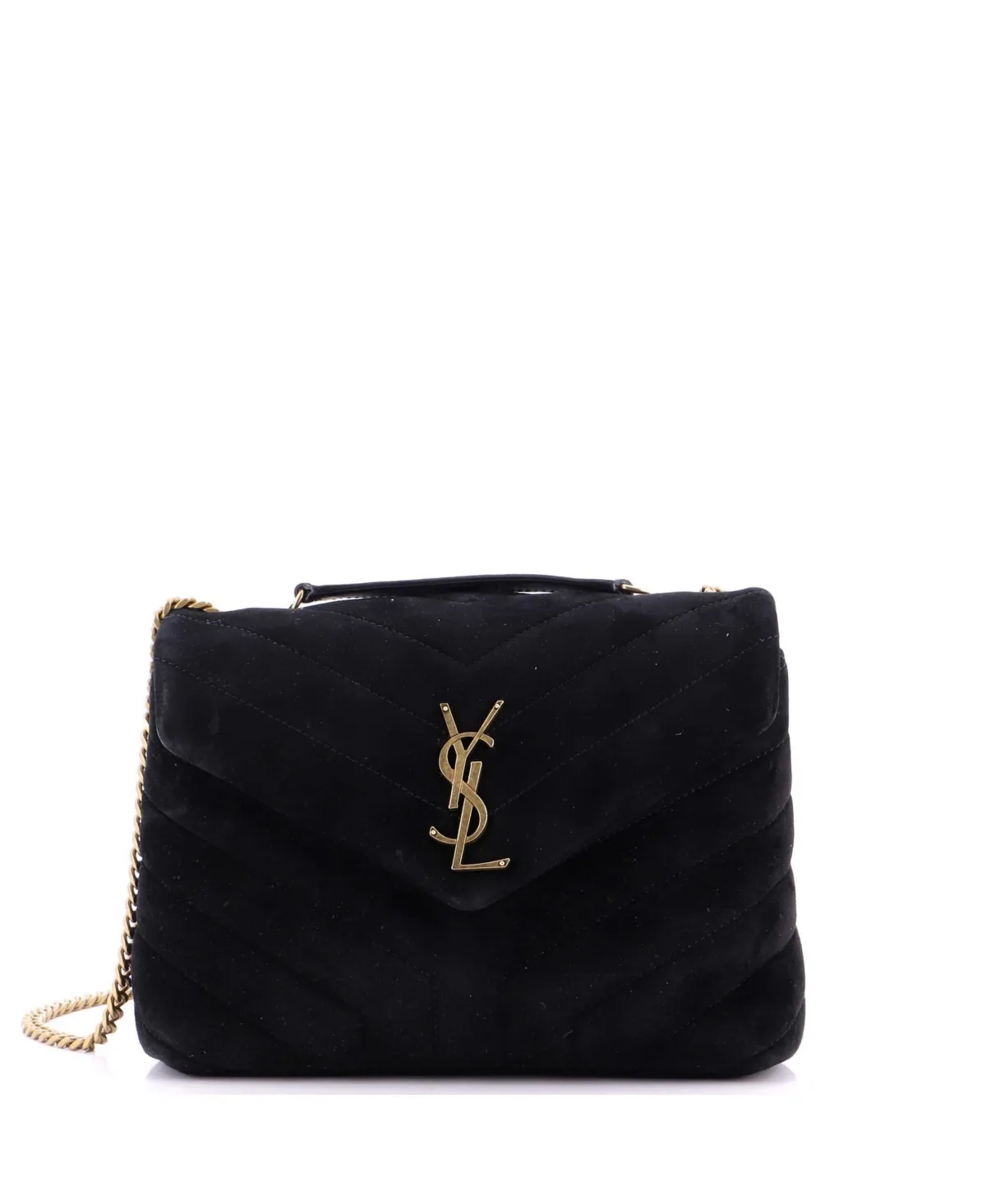 Pre-Owned Saint Laurent Small Loulou Shoulder Bag Matelasse Chevron Suede by Saint Laurent