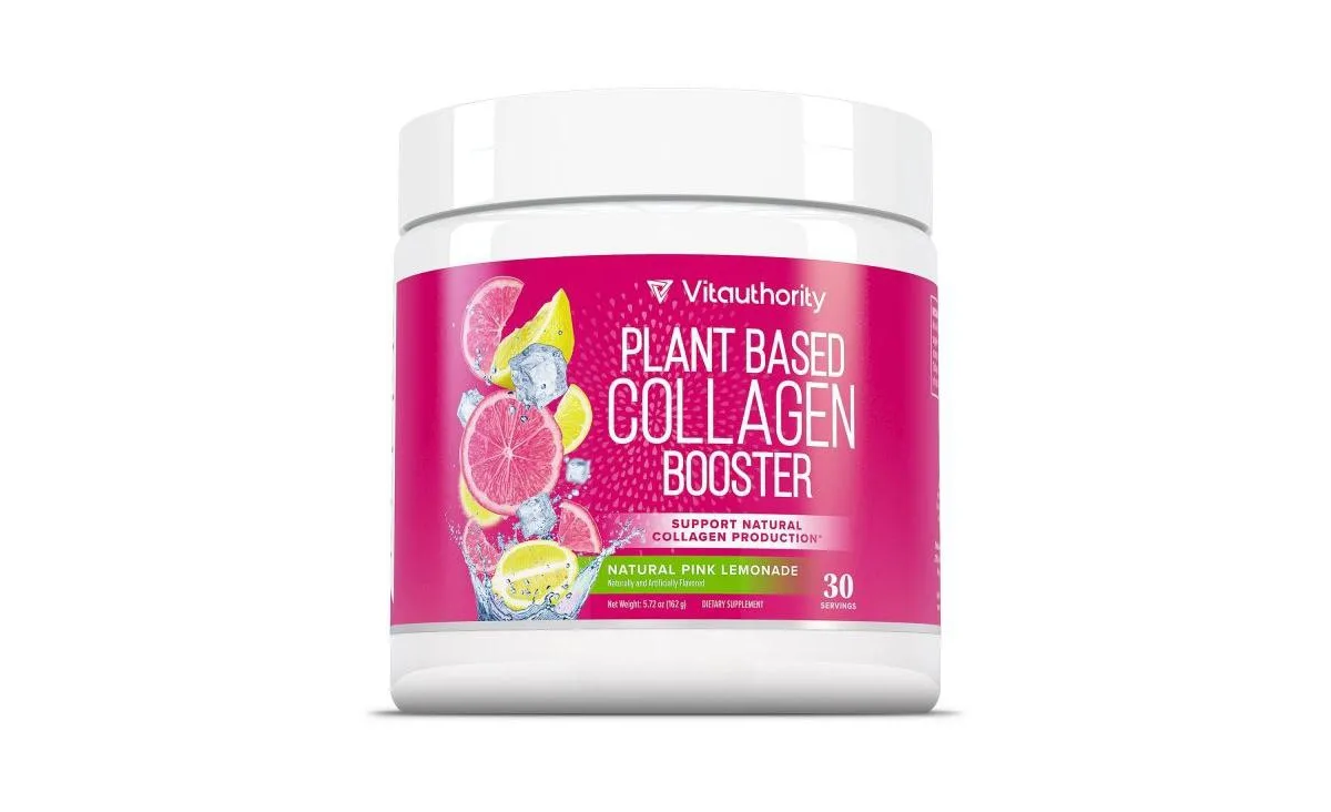 Plant Based Collagen Booster, Pink Lemonade Flavor, 30 Servings by Vitauthority