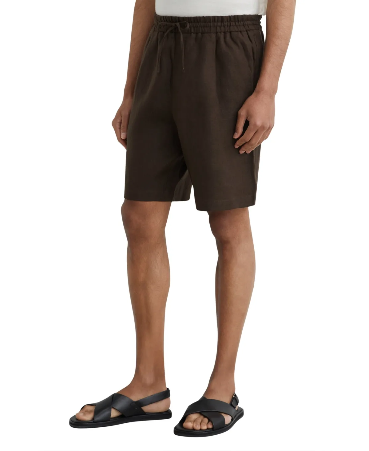 Barges Short Linen Drawstring Front-Pleat Shorts, 8" Inseam by Reiss