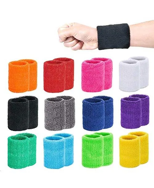 24 Pack Colorful Sports Wristbands Sweat Absorbent for Gym Basketball Running Tennis by Furlihong