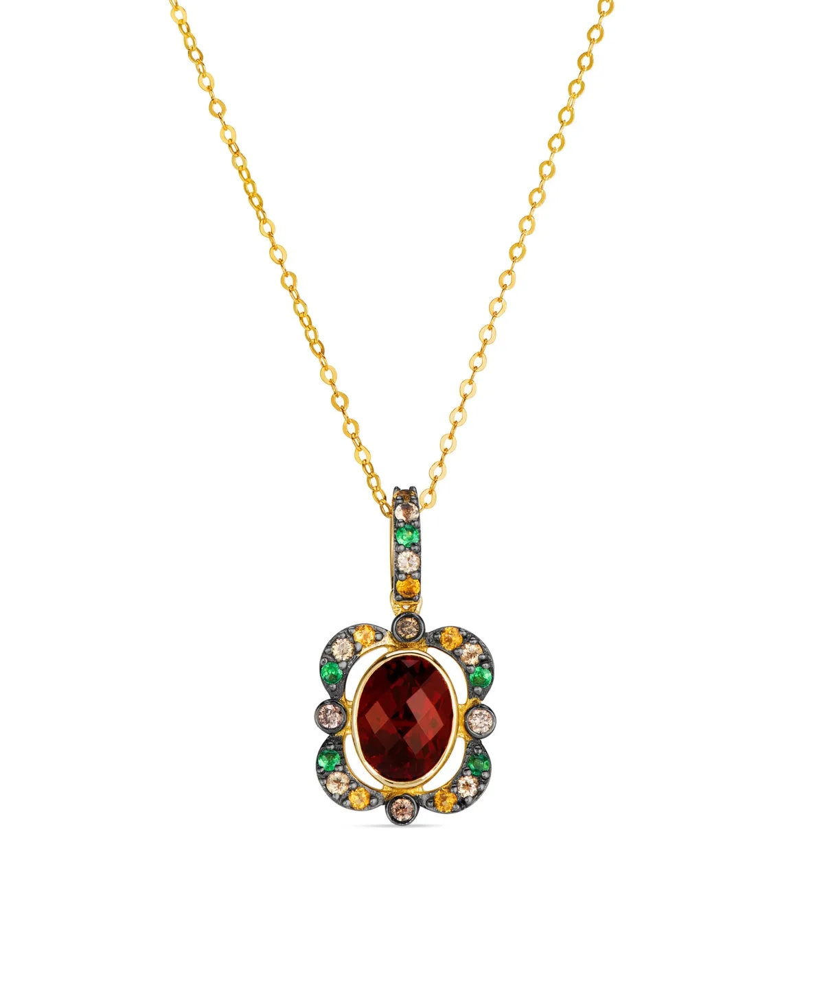 Le Vian Garnet, Citrine, Light Citrine, Tsavorite & Diamond (0.06 ct. t.w.) Pendant Necklace in 14k Honey Gold by Le Vian