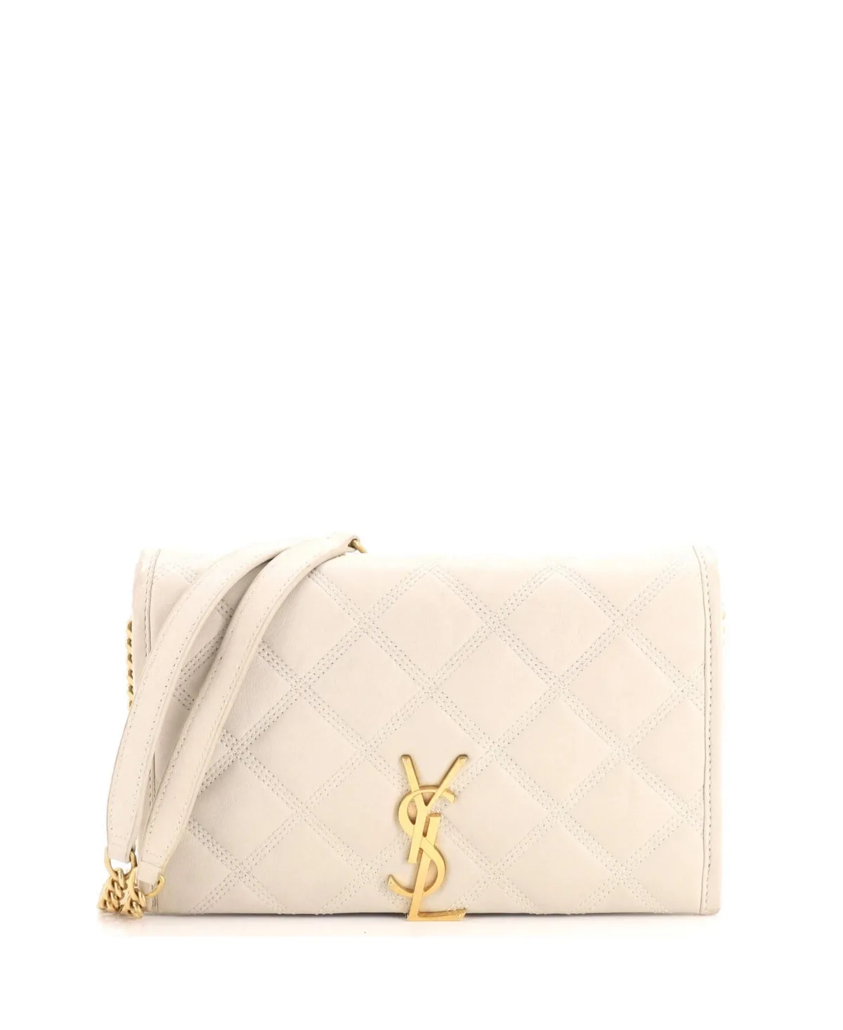 Pre-Owned Saint Laurent Becky Chain Wallet Quilted Leather by Saint Laurent