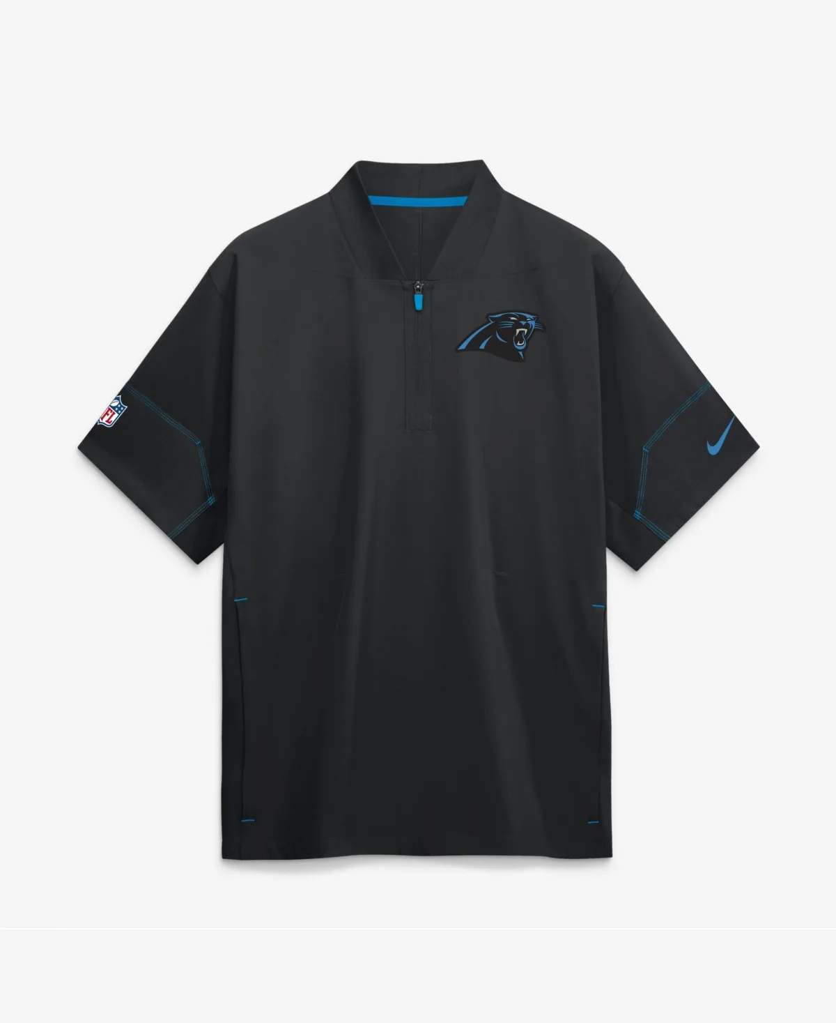 Carolina Panthers Sideline Short Sleeve Quarter-Zip Coaches Jacket by Nike