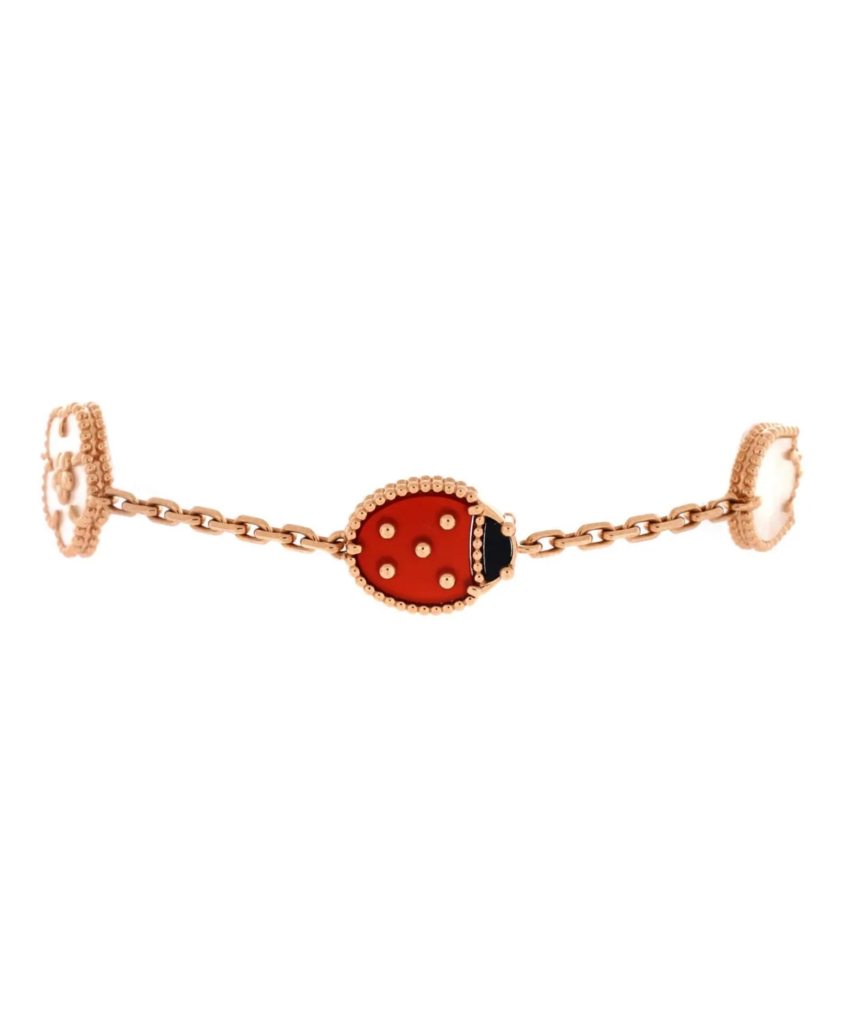 Pre-Owned Van Cleef & Arpels Lucky Spring 5 Motif Multi-Stone Bracelet in 18k Rose Gold by Pre Owned Van Cleef & Arpels