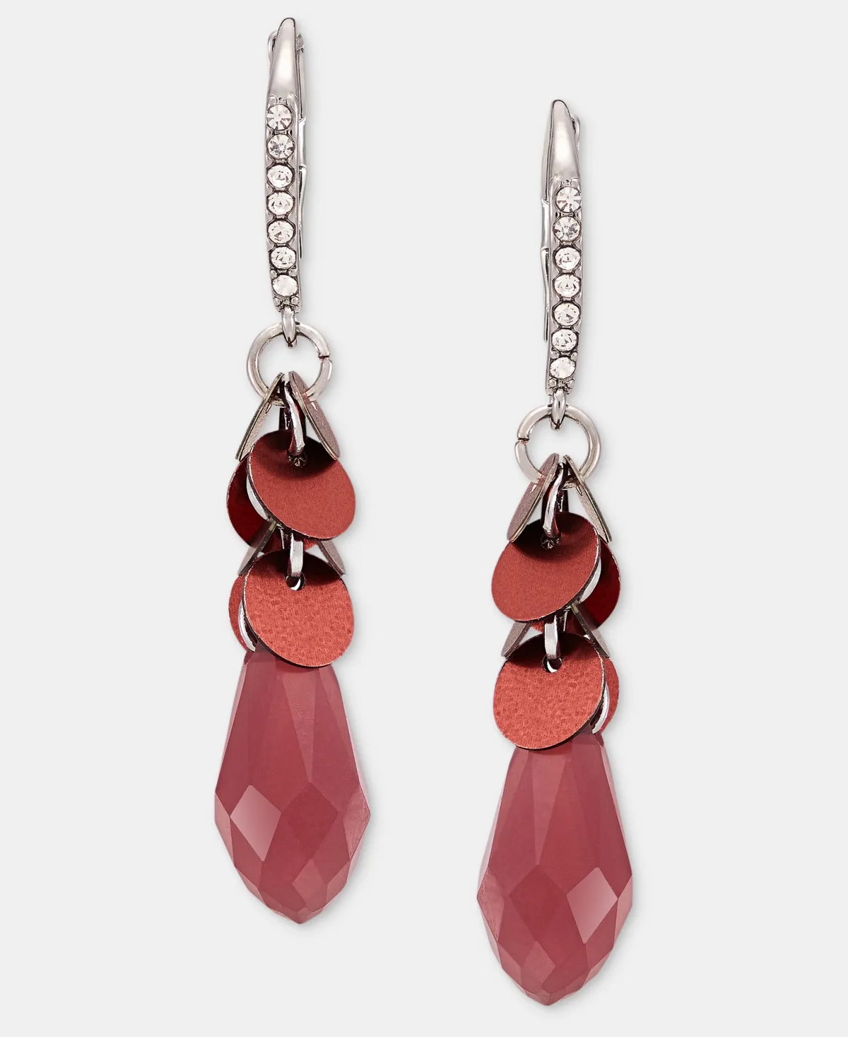 Crystal Silver-Tone Sequin Flower Hoop Earrings by Lonna & Lilly