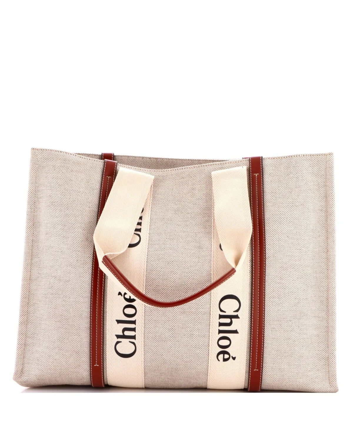 Pre-Owned Chloe Large Woody Tote Canvas with Leather by Chloé