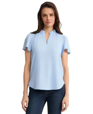 Flutter Sleeve V Neck Top by Jones New York