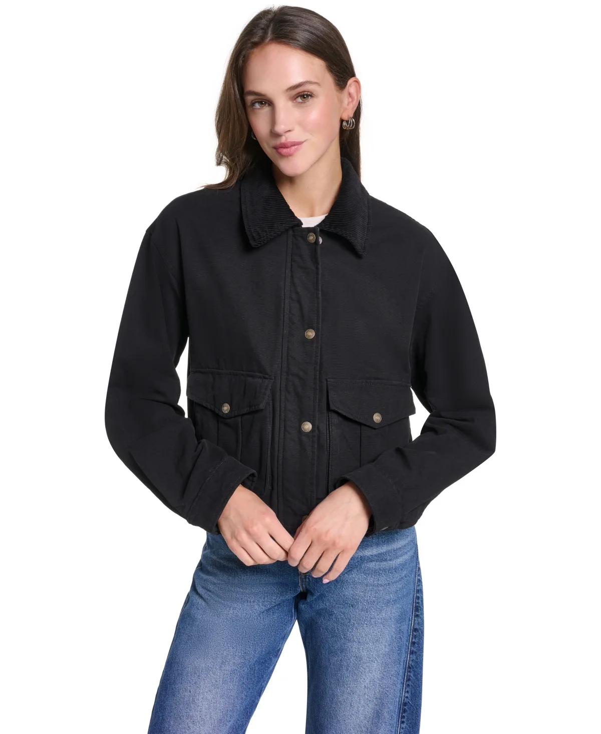 Cropped Cotton Corduroy-Collar Barn Jacket by Levi's