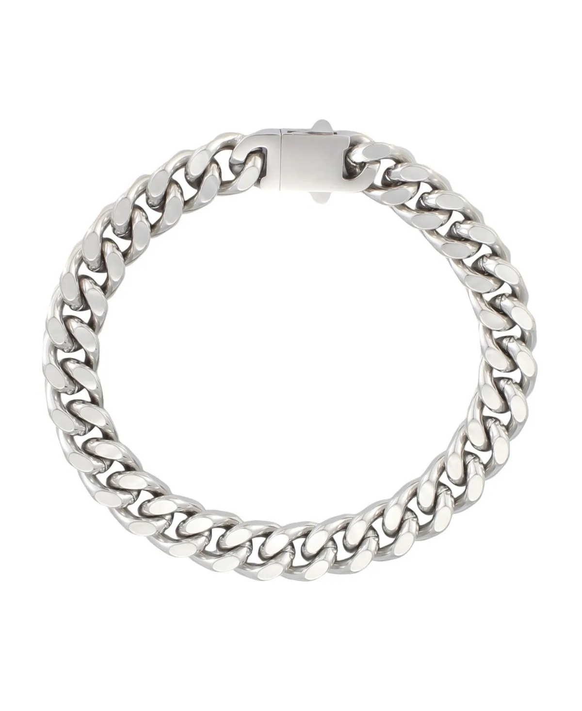 Silver-Tone Stainless Steel Curb Bracelet