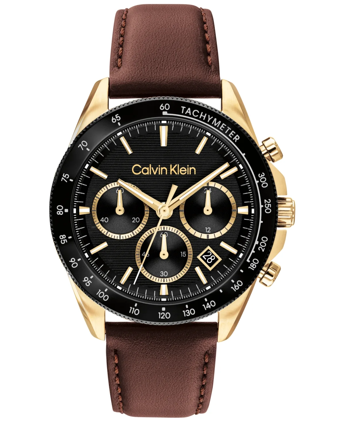Quartz Chronograph Sport Leather Watch, 40mm by Calvin Klein