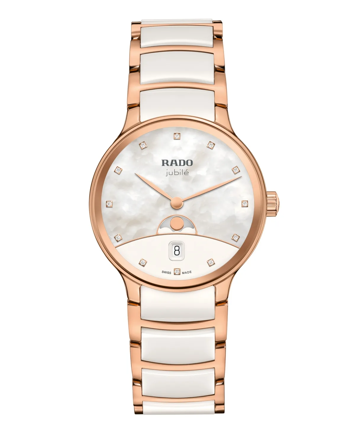 Centrix Moonphase Swiss Quartz Stainless Steel and Ceramic Bracelet Watch, 35.0mm by Rado