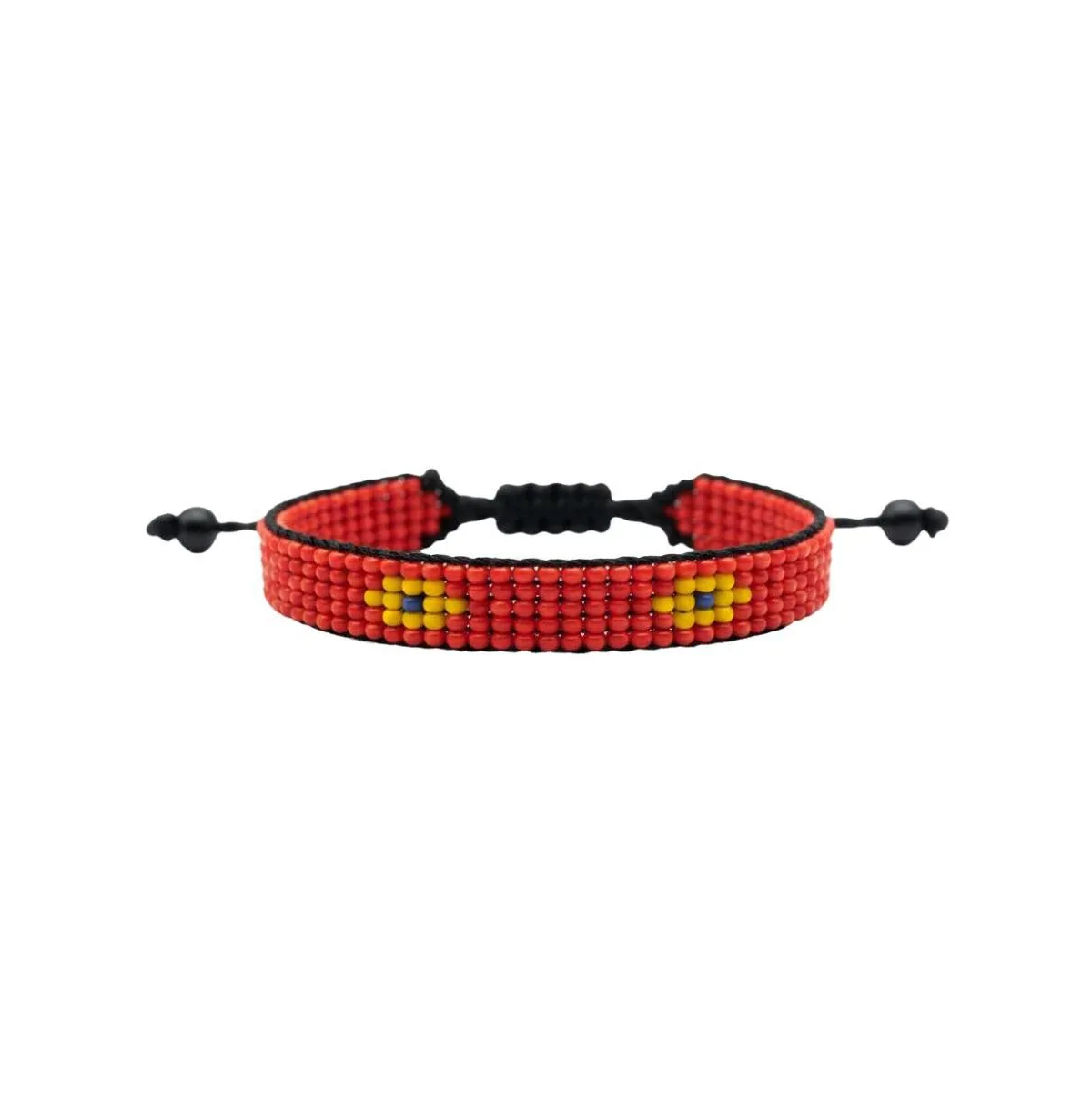 Summer Warmth Bracelet in Yellow with Blue Flower with Red Accents