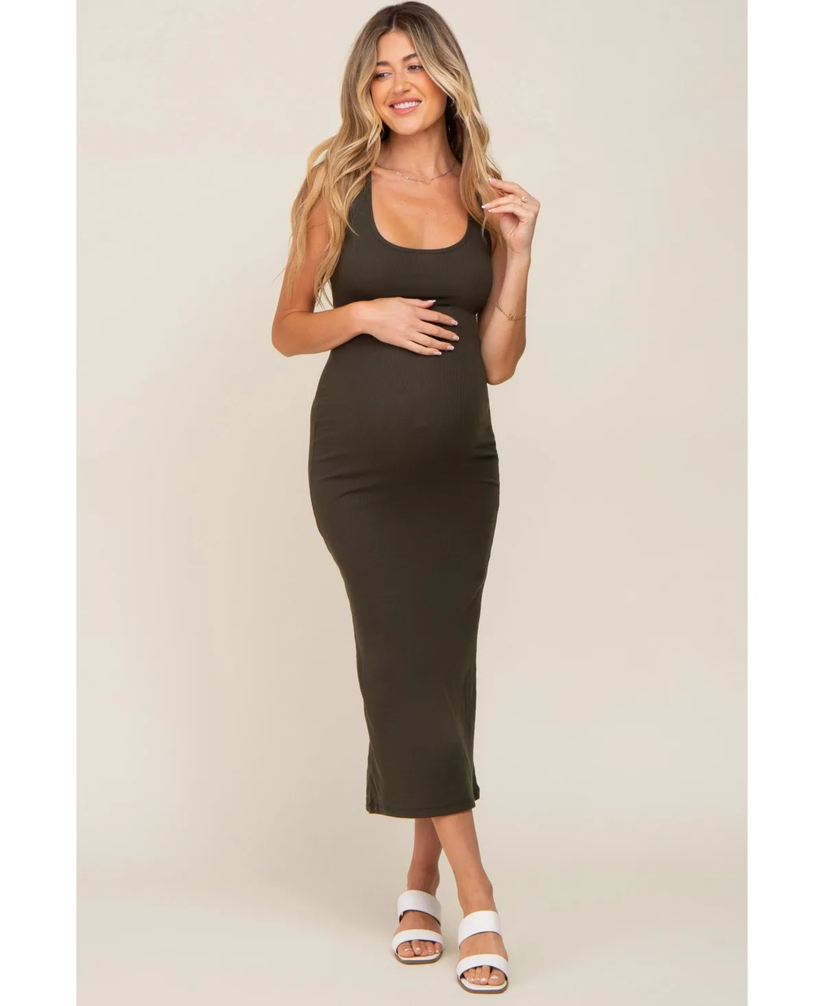 Ribbed Basic Maxi Dress by PinkBlush