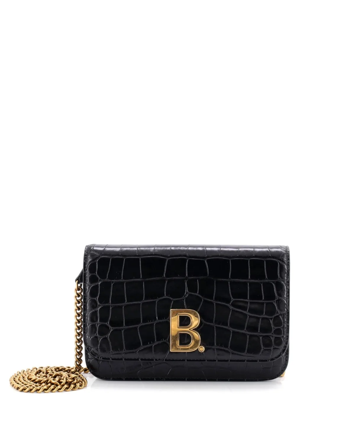 Pre-Owned Balenciaga B Dot Wallet on Chain Embossed Leather