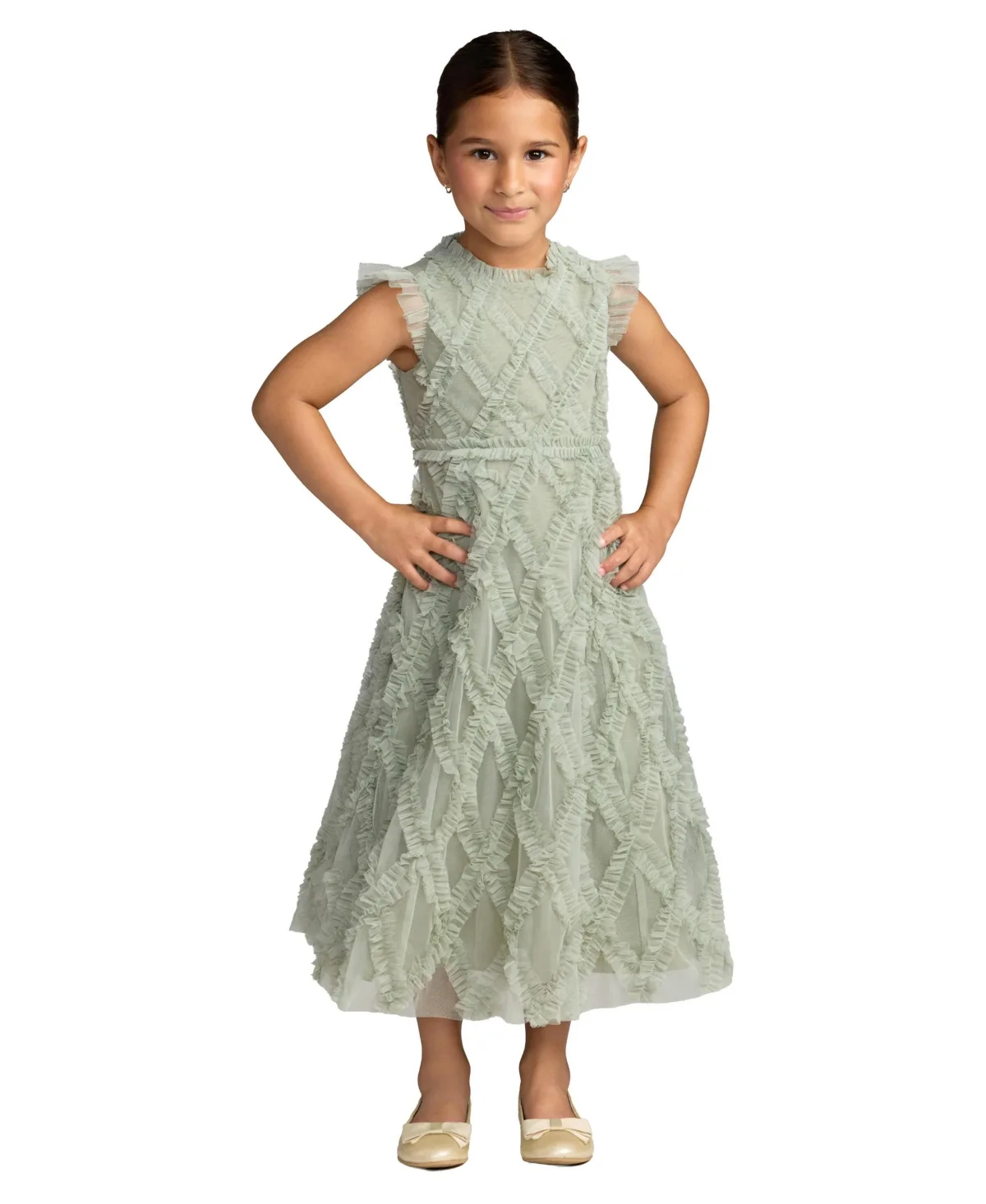 Mac Duggal Ruffle Mesh Midi Dress by M.A.C.