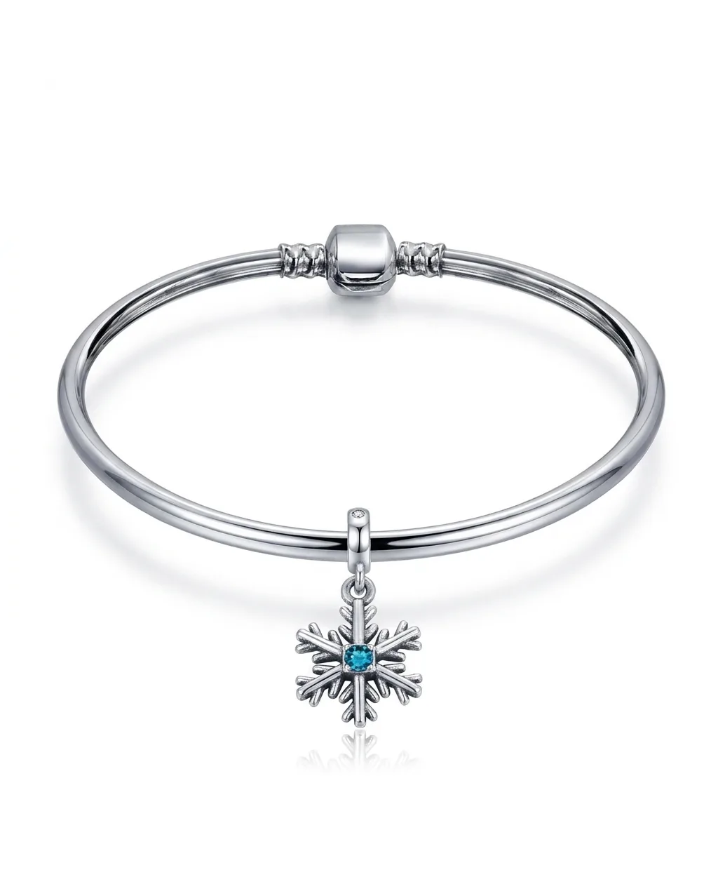 Sterling Silver Crystal Snowflake Dangle Charm Bracelet by Bling Jewelry