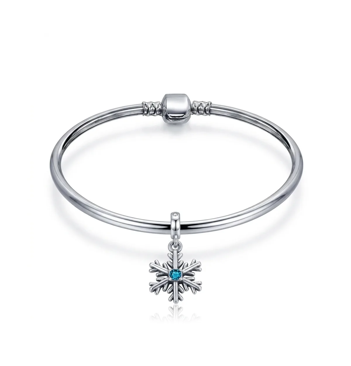 Sterling Silver Crystal Snowflake Dangle Charm Bracelet by Bling Jewelry