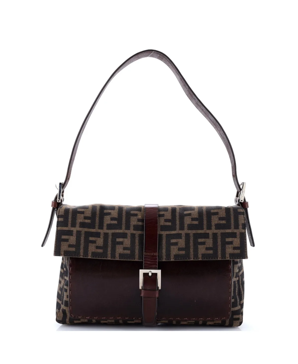 Pre-Owned Medium Vintage Shoulder Bag Zucca Canvas by FENDI
