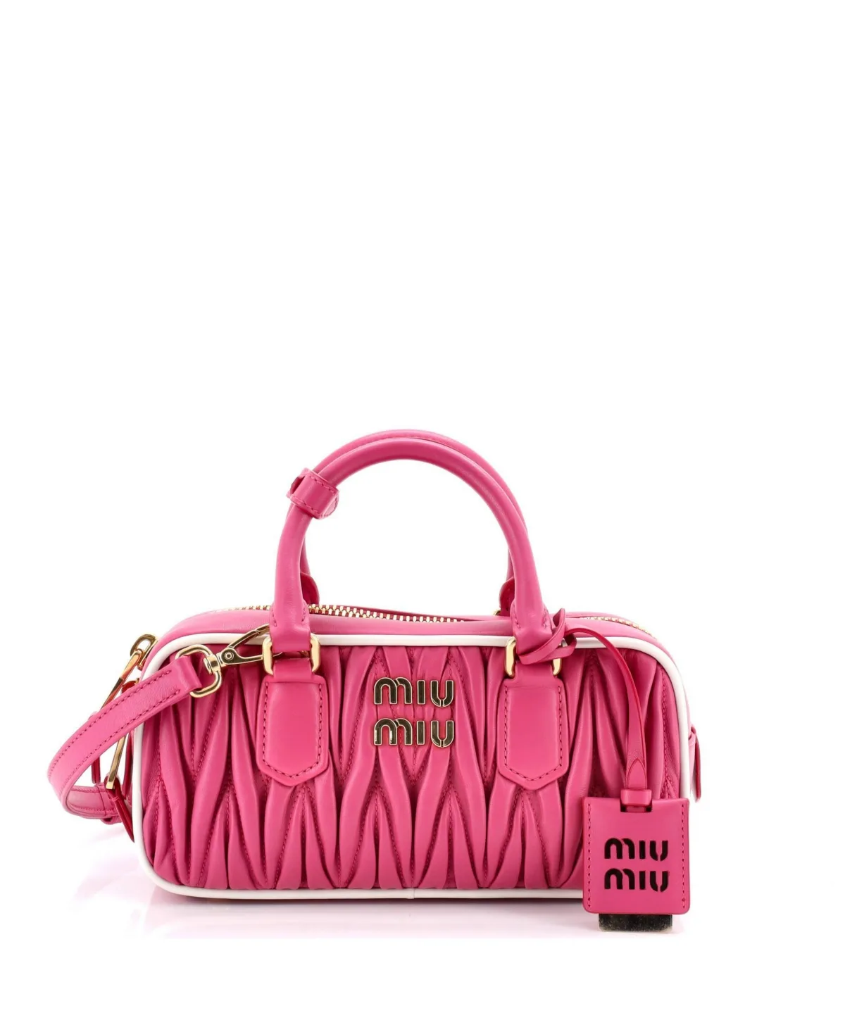 Pre-Owned Regular Arcadie Top Handle Bag Matelasse Leather by Miu Miu